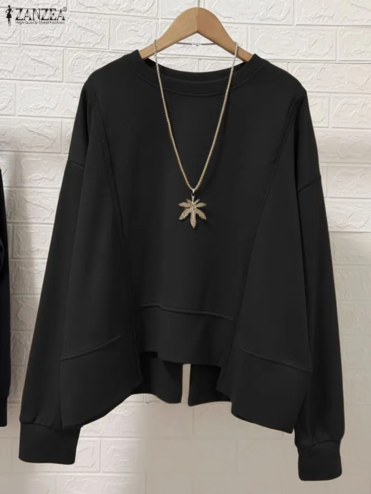 ZANZEA بلوزات نسائية عصرية بأكمام طويلة بلون سادة بلوفرات شتوية غير رسمية لخريف 2025 بلوزة فضفاضة ملابس خروج #3