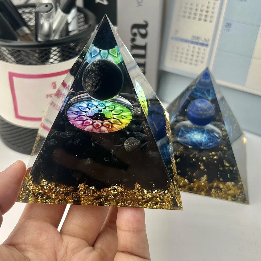 8cm Natürliche Kristall-Pyramide, Orgon-Chakra-Heilung, Yoga-Meditationswerkzeug, Glücksbringer, Erfolg anziehend, Fengshui-Heimdekoration – Detail 4