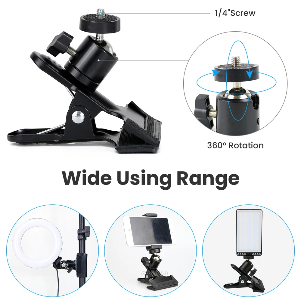 

New Clip Clamp Holder Mount with Universal Metal Standard Ball Head 1/4 Screw Bracket For Camera Photography Studio Accessories