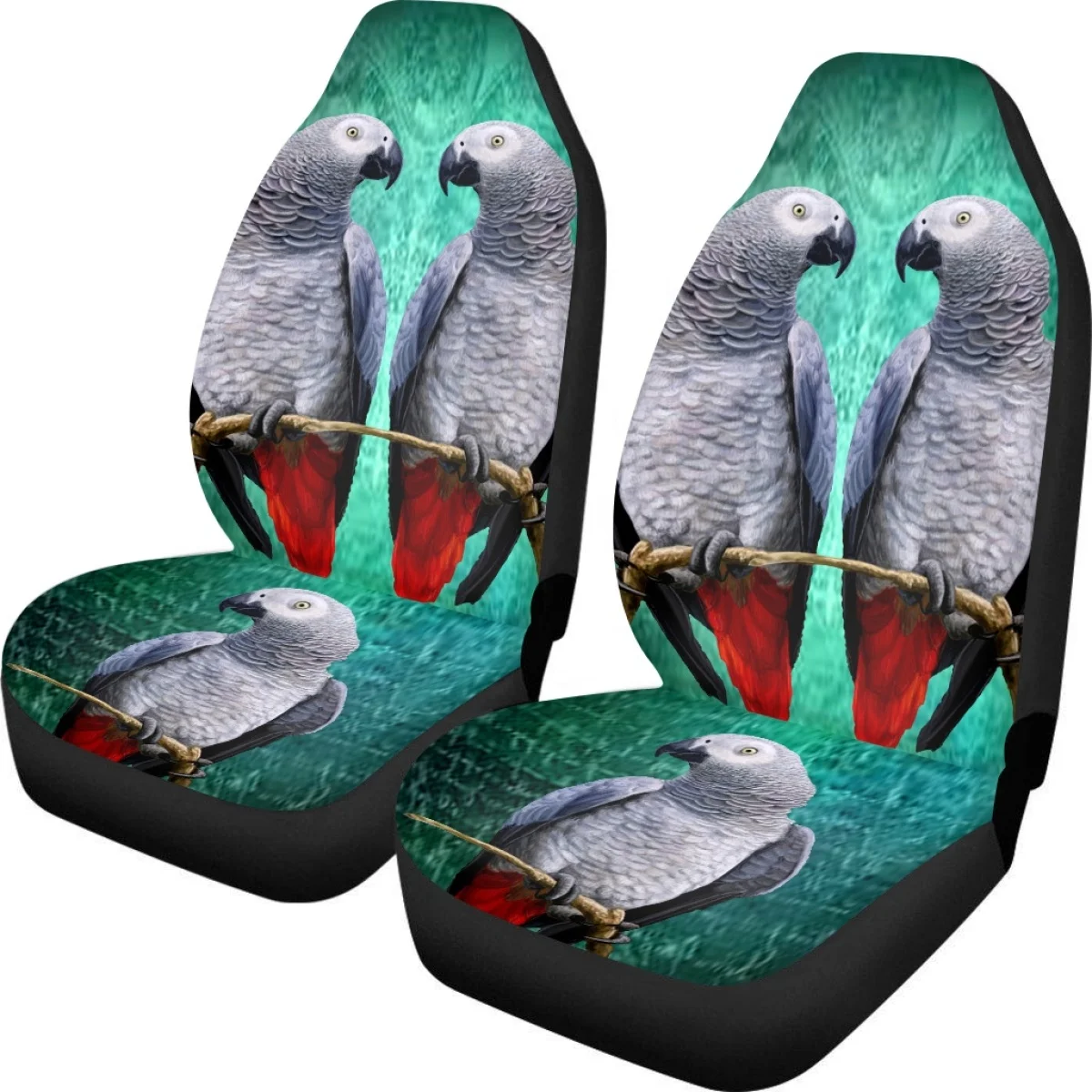 2Pcs Car Accessories Parrot 3D Print Auto Front Seat Cover Set Anti-dirt Polyester Cloth Vehicle Protector Easy in Install Gift