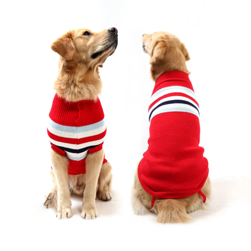 Hund Streifen Pullover Winter Stricken Haustier Pullover für mittelgroße große Hunde Weihnachten Elch große Hund Kleidung Labrador Pullover Kostüm