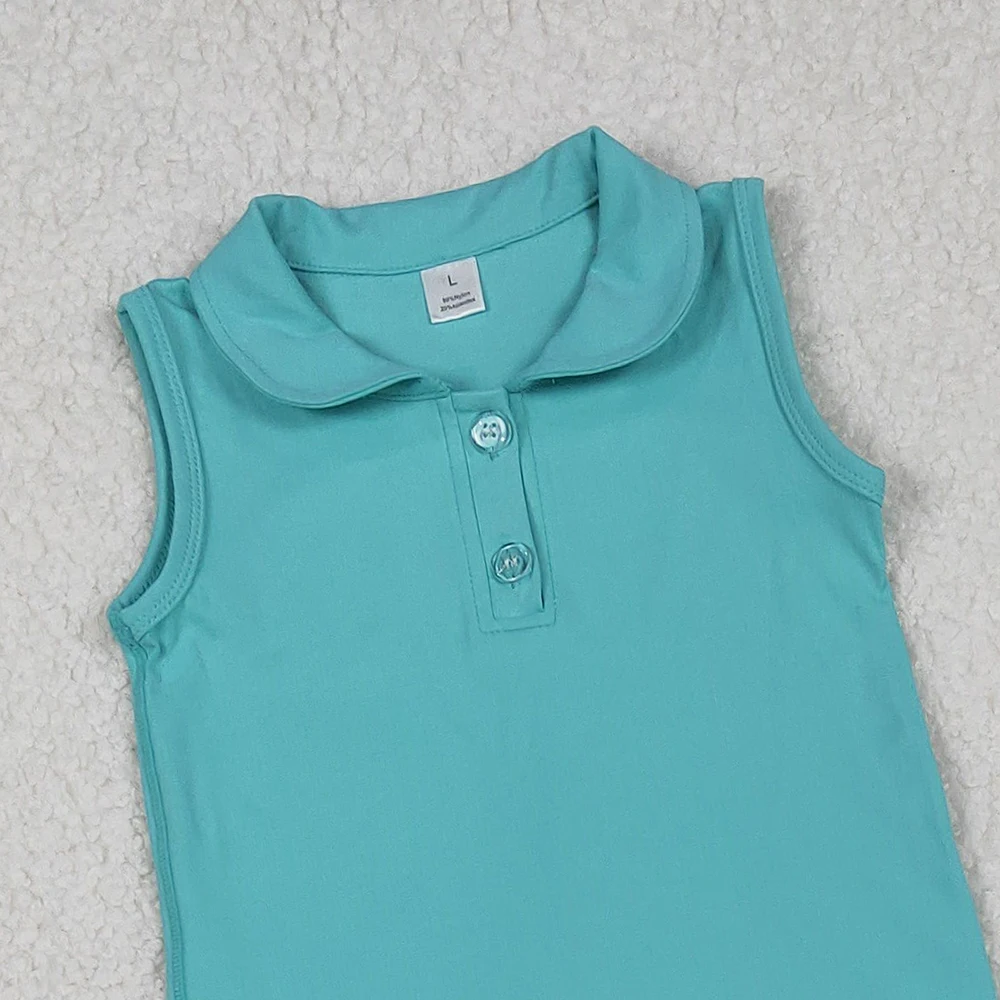 Set gonna superiore con bottoni senza maniche Aqua per neonata, set di abbigliamento sportivo alla menta, completo da yoga per bambina, completo leggero