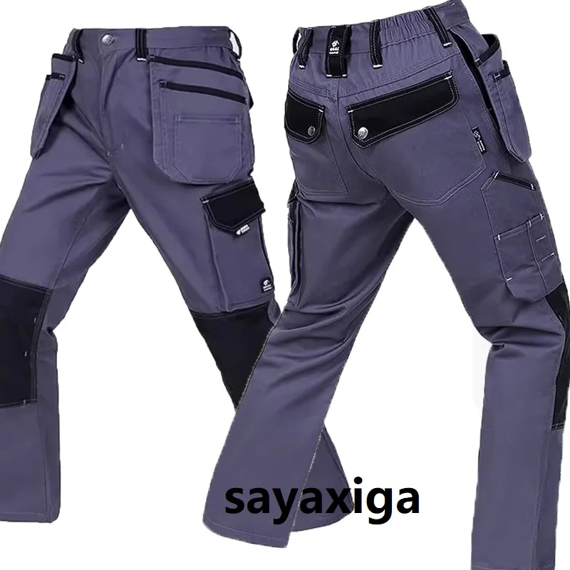 Hi Vis Safety Cargo Pants Men\'s Casual Working Pants Multi Pockets Fashion Homme Trousers Outdoor Electric Mechanics Work Pants