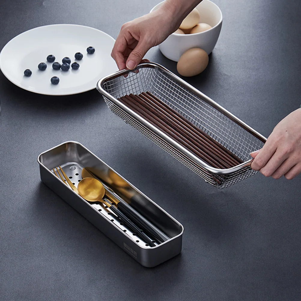 

1 pc Stainless Steel Disinfection Cabinet Chopstick Holder 31x12cm Ventilated Kitchen Tableware Storage Rack