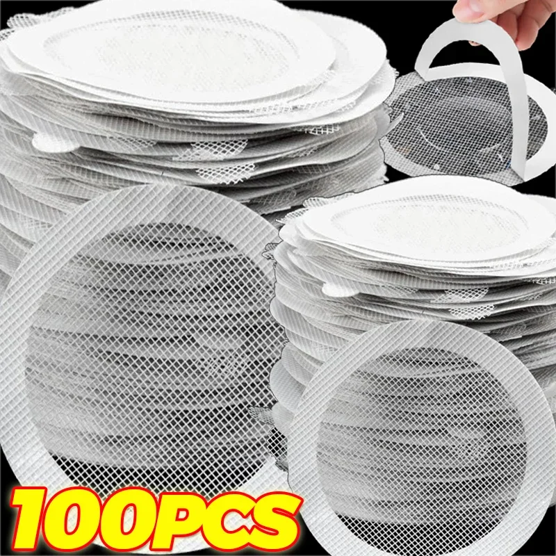 

5/100PCS Disposable Hair Drain Catcher Mesh Anti-blocking Filter Floor Drain Sticker Shower Cover Kitchen Bathroom Sink Strainer
