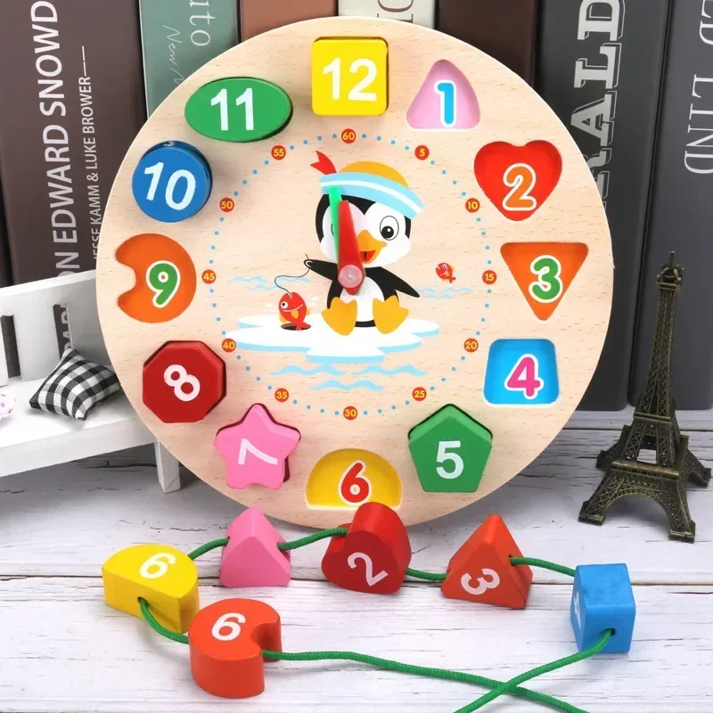 Montessori Wooden Toys for Boy Girl Gift Baby Development Games Penguin Duck Shape Wood Puzzle for Kids Educational Learning Toy