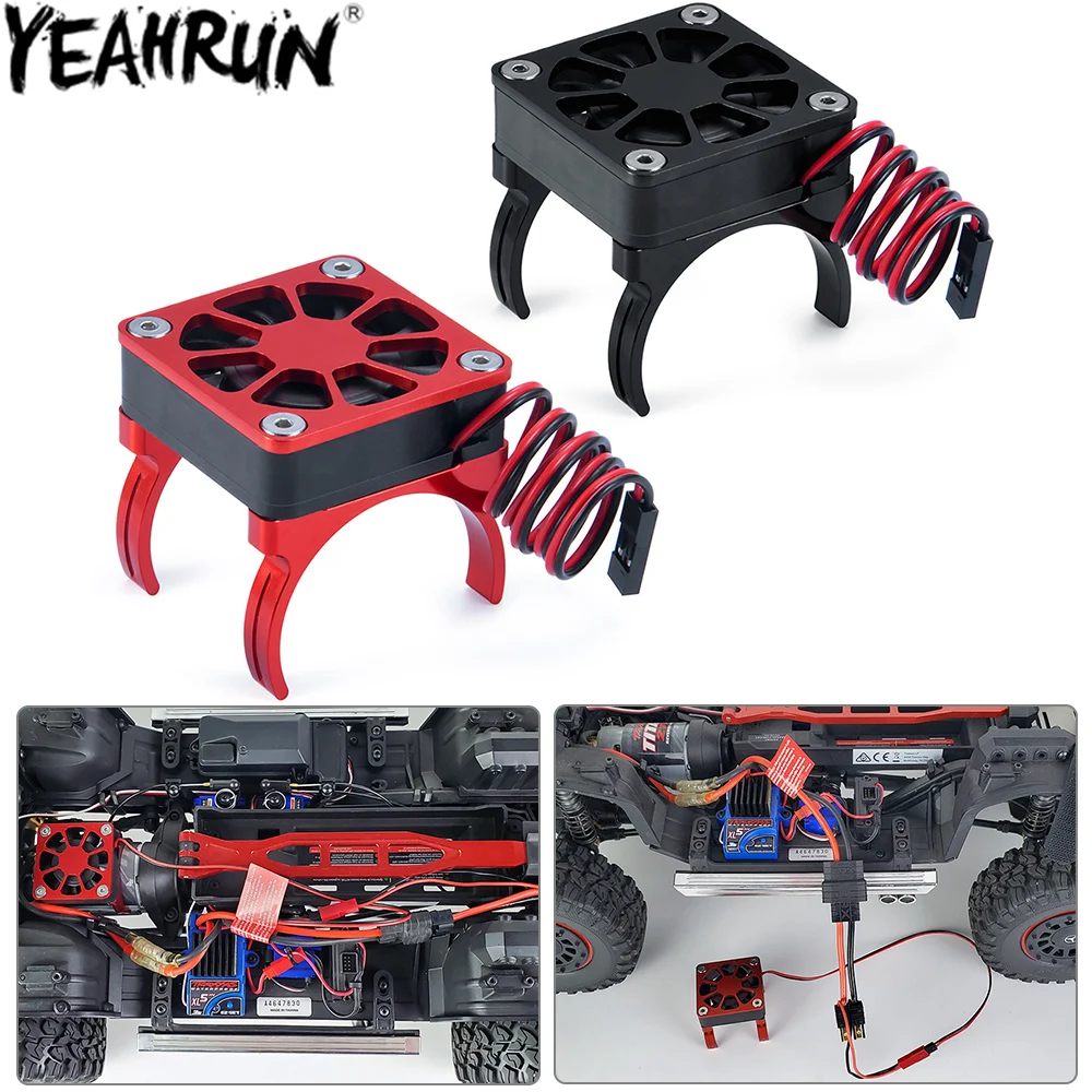 

YEAHRUN RC автомобильный двигатель, крышка радиатора, вентилятор охлаждения, контроль температуры радиатора двигателя для 1/10 RC Crawler TRX4, обновленные детали