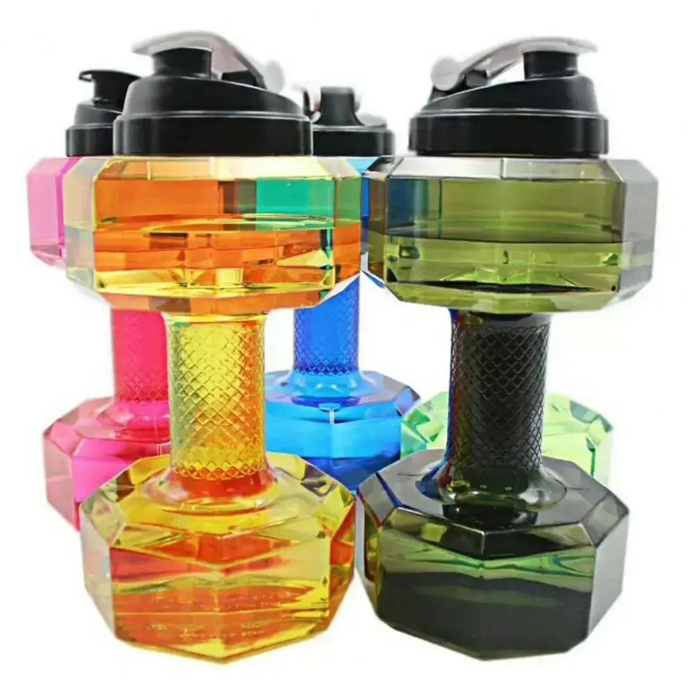 2200ml Dumbbells Water Bottle Portable Dumbbell Shape Gym Sports Drinking Cup Athlete Kettle Leak Proof Cycling Water Bottle