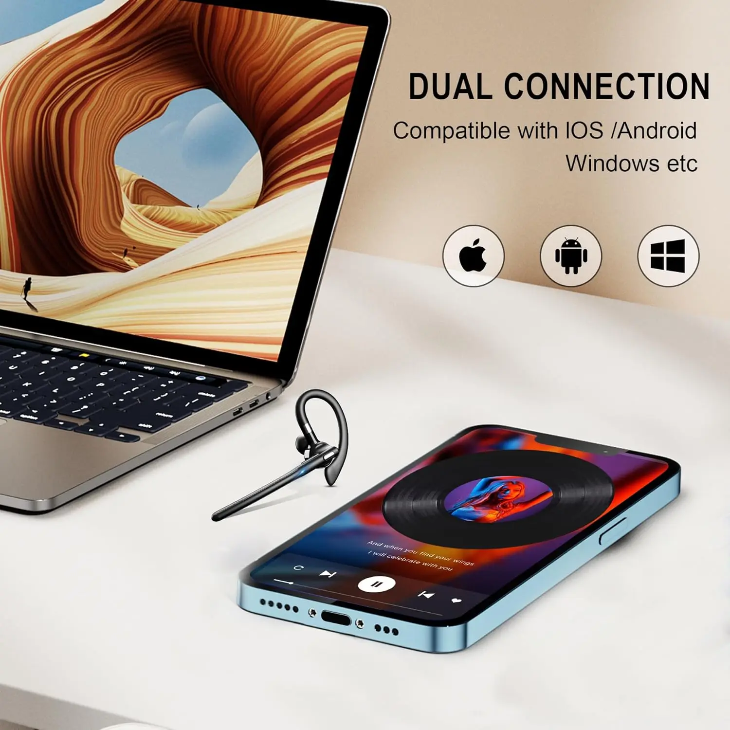 NEW Hands-free Wireless Bluetooth Earphone Bluetooth Headset Headphones Earbud with Mic Earphone Case for iPhone/Android/Driving