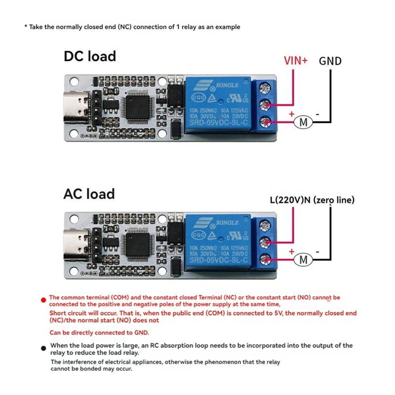 Módulo de relé de N15R USB a módulo de relé de Control serie CH340 protección de optoacoplador módulo de interfaz de TYPE-C
