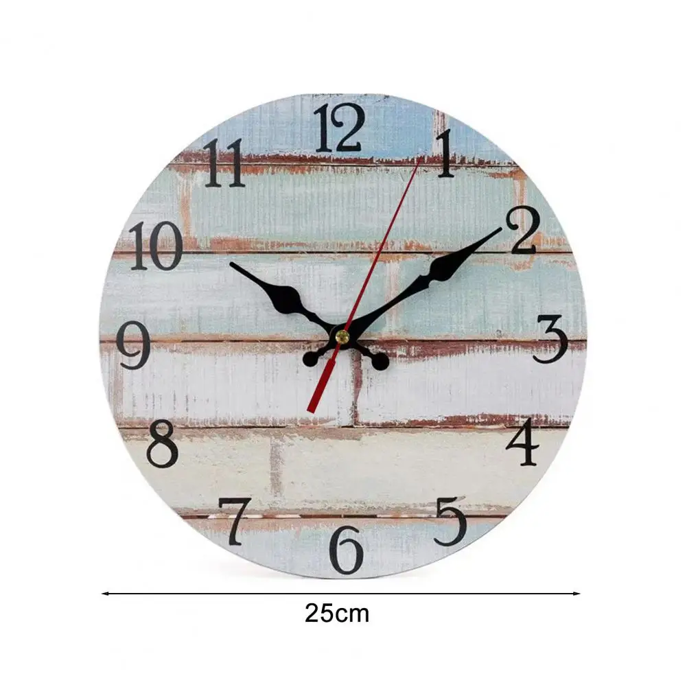 Vintage Style Wall Clock 10 Inch Rustic Wooden Wall Clock Silent Battery Operated Round Clock Easy to Read Farmhouse Kitchen