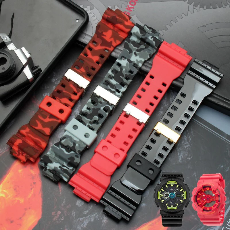 16mm Camouflage Silicone WatchBand For Casio G-SHOCK GLS/GA110-100/120/130 GA-110GB Rubber Strap Waterproof Men Soft Accessories