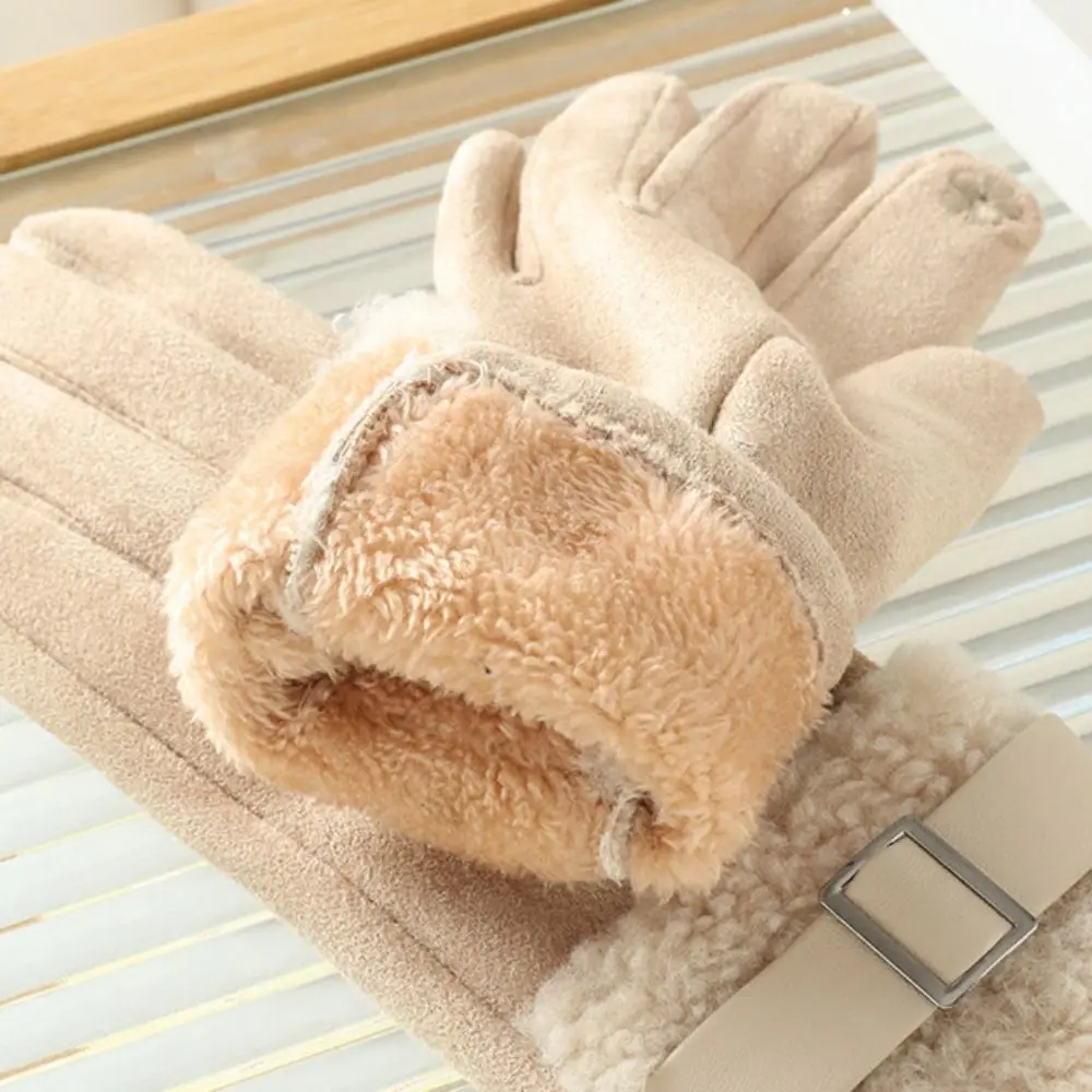 Elegant Full Finger Women's Winter Gloves Windproof Warm Women Fleece Gloves Fleece-Lined Anti Cold Cycling Mittens Mom