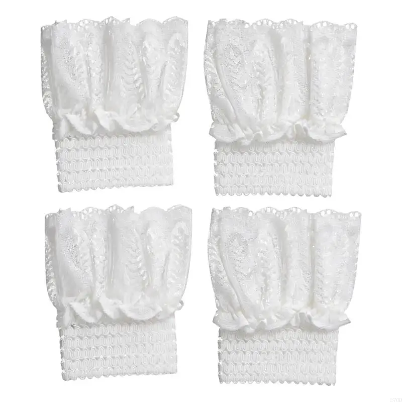 Pair Of 2 Stretchable Lace Wristband Embroidery Pattern Wrist Cuffs Sleeves For Professional Photoshoots Daily Wear