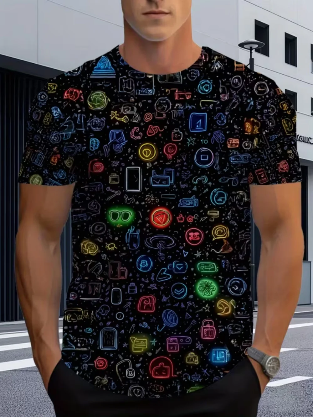 Funny Science T-Shirt Phys Chemical Formula Summer Street 3D Top Fashion Fun Round Neck New Casual Oversized Math Men's T-Shirts
