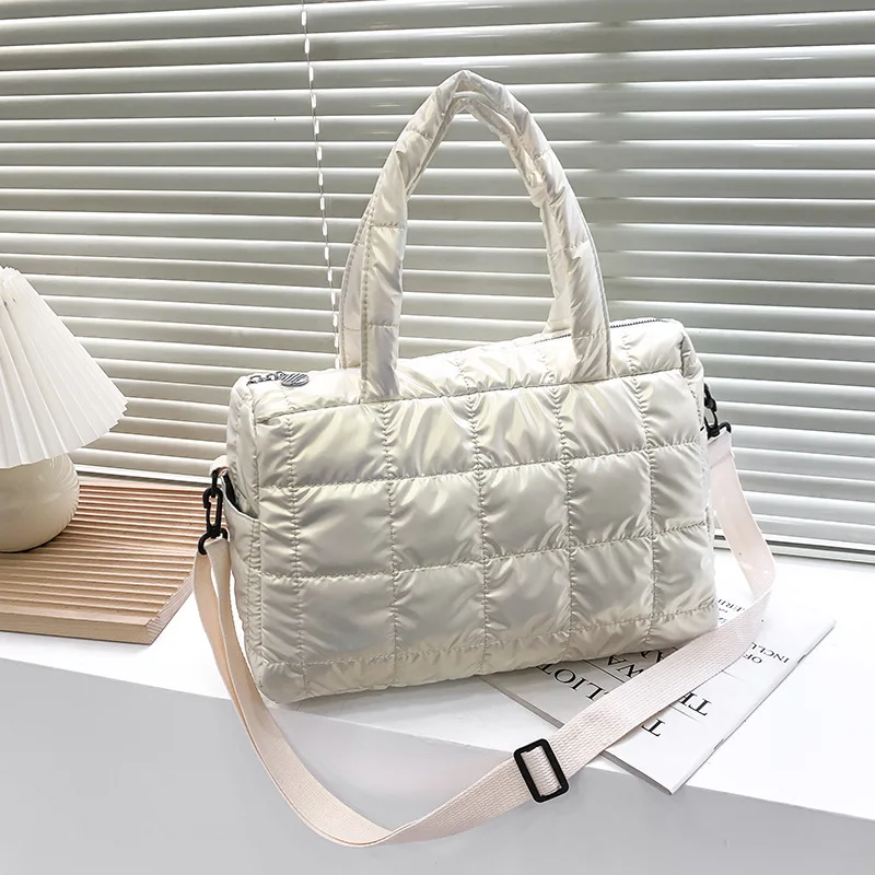 Yogodlns Luxus Raum Gepolsterte Baumwolle Handtasche Große Kapazität Schulter Tasche Wasserdichte Nylon Tasche Reise Unten Umhängetasche Geldbörse Bolsa – Detail 24