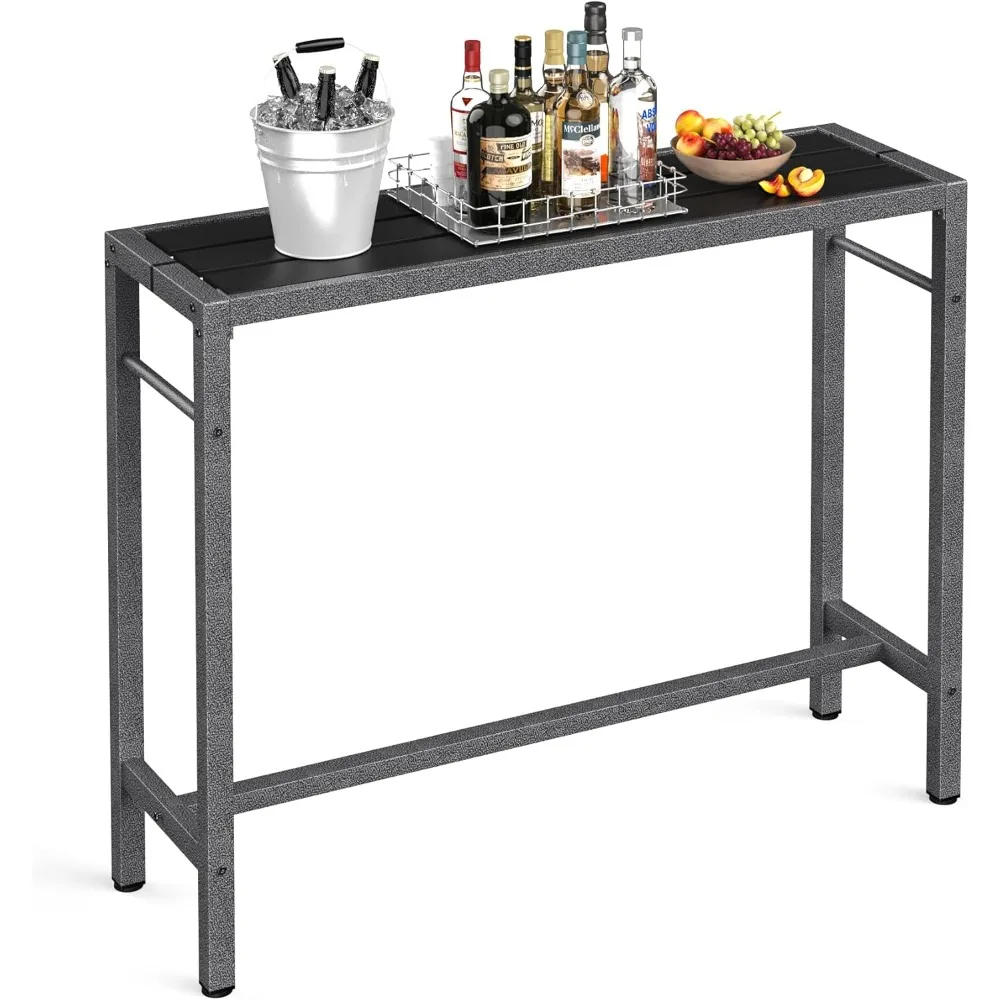 

Outdoor Bar Table Patio Table Pub Height Dining Table with Waterproof Top and Hammer Finish Stand