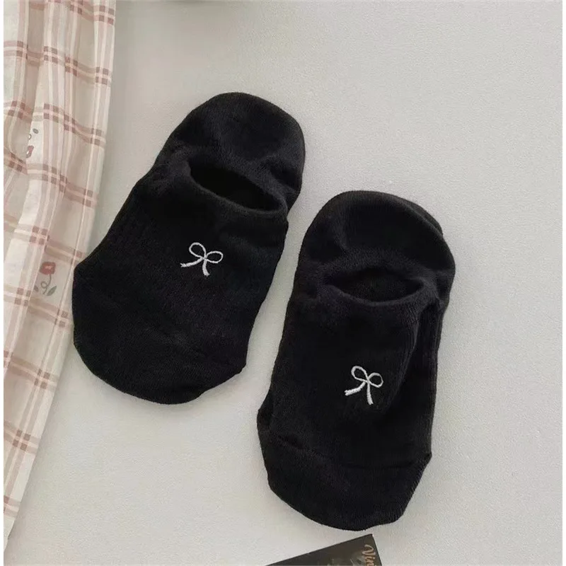 5 пар женских кружевных носков с бантом в стиле ретро, милые носки до щиколотки с героями мультфильмов, летние дышащие повседневные модные носки с низким вырезом, повседневная одежда