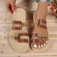 Large Tassel Slippers Women Summer Casual Beach Sandals Round Head Flat Bottom Slippers Comfortable Slip-On Shoes platform Women - Image 4