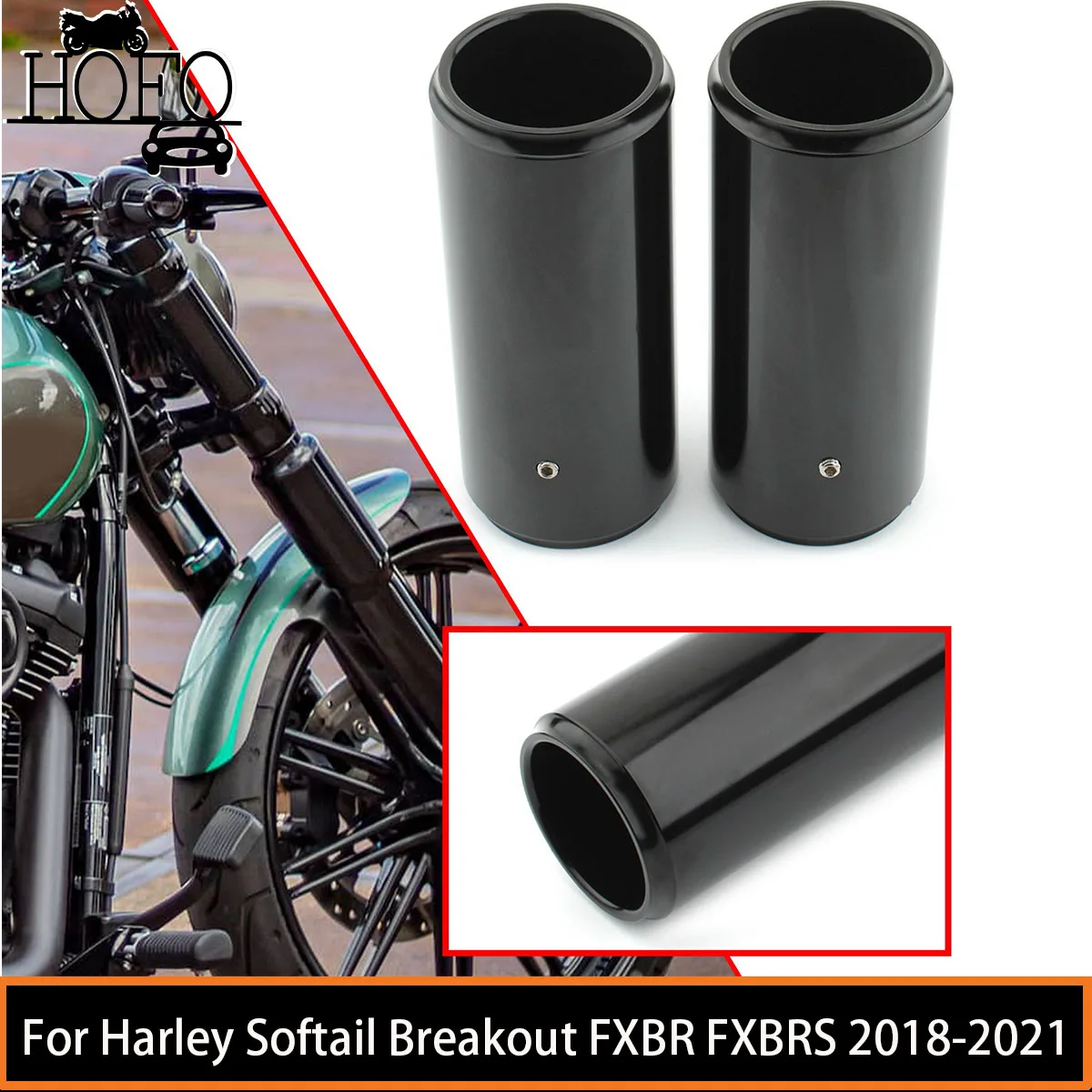 2 Pcs/Set Motorcycle Front Fork Cover Boot Slider Upper Shock Absorber Cover For Harley Softail Breakout FXBR FXBRS 2018-2021