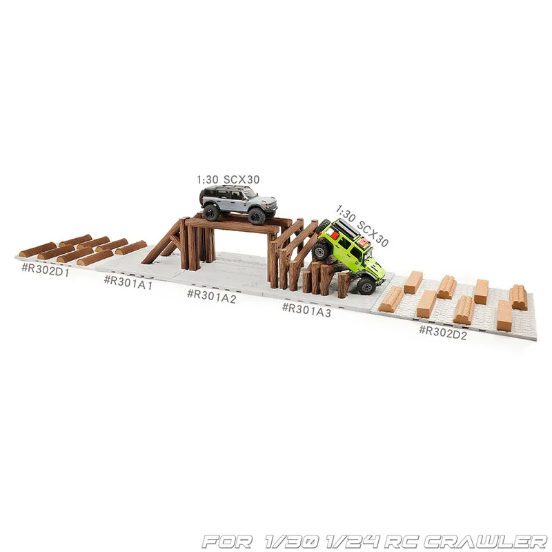 Simulated Wooden Pile Roadblocks Off-road Wooden Obstacles Desktop Track Decorations for 1/18 1/30 1/24 RC Crawler Car Traxxas