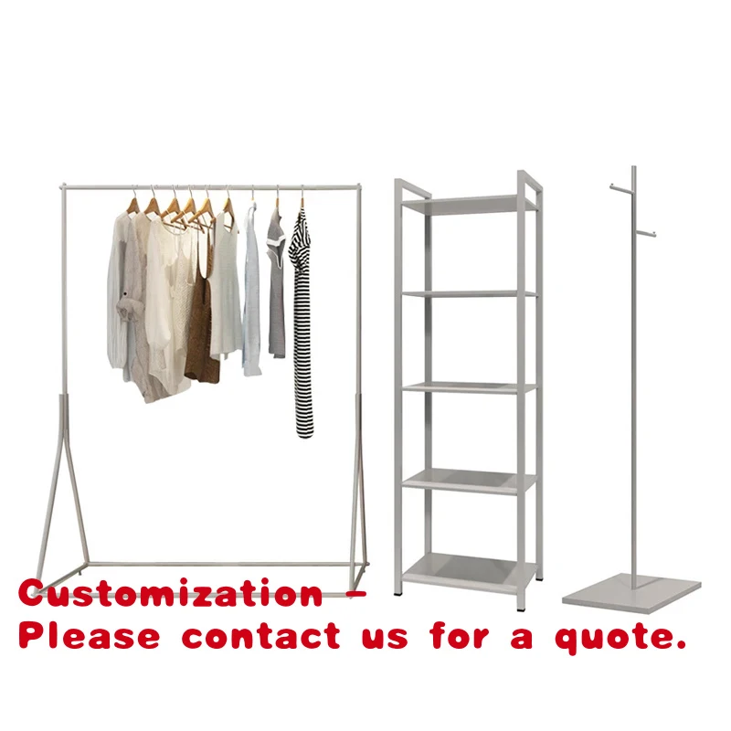 custom.Custom silver retail store single rack-plated floor-standing clothing rack boutique clothing store clothing displa