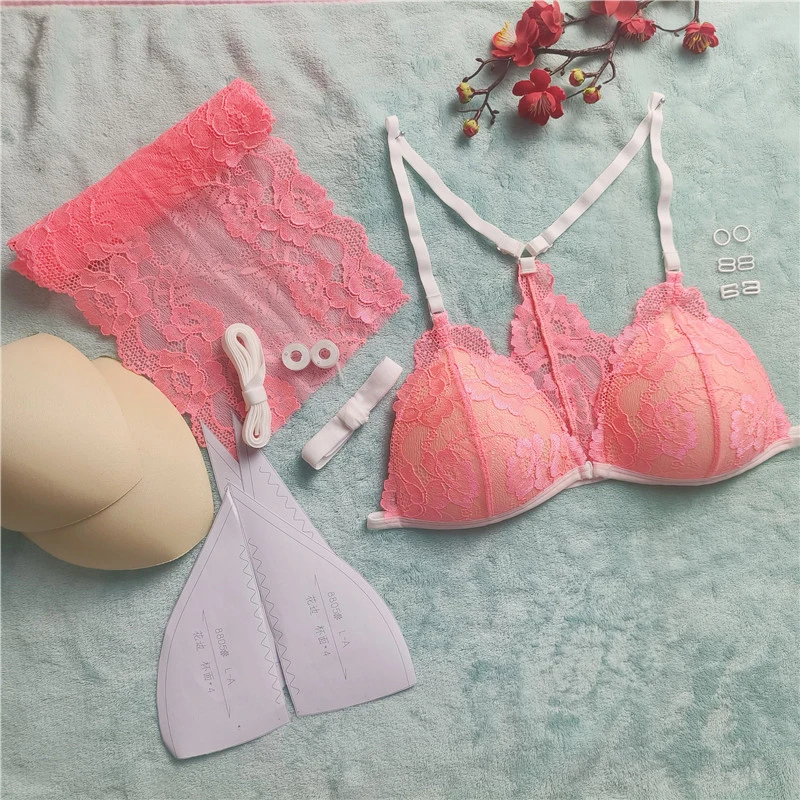 2023 Handmade Underwear Set With Elastic Lace And lace Fabric  Shoulder Buckle  Cup Cover  Yarn  Handmade DIY