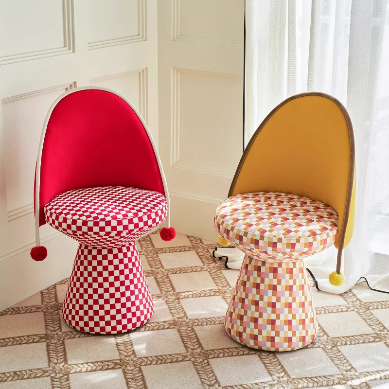 

Riding Hood Elegant Swivel Makeup Chair Dining Leisure Stool Backrest Dresser Chair