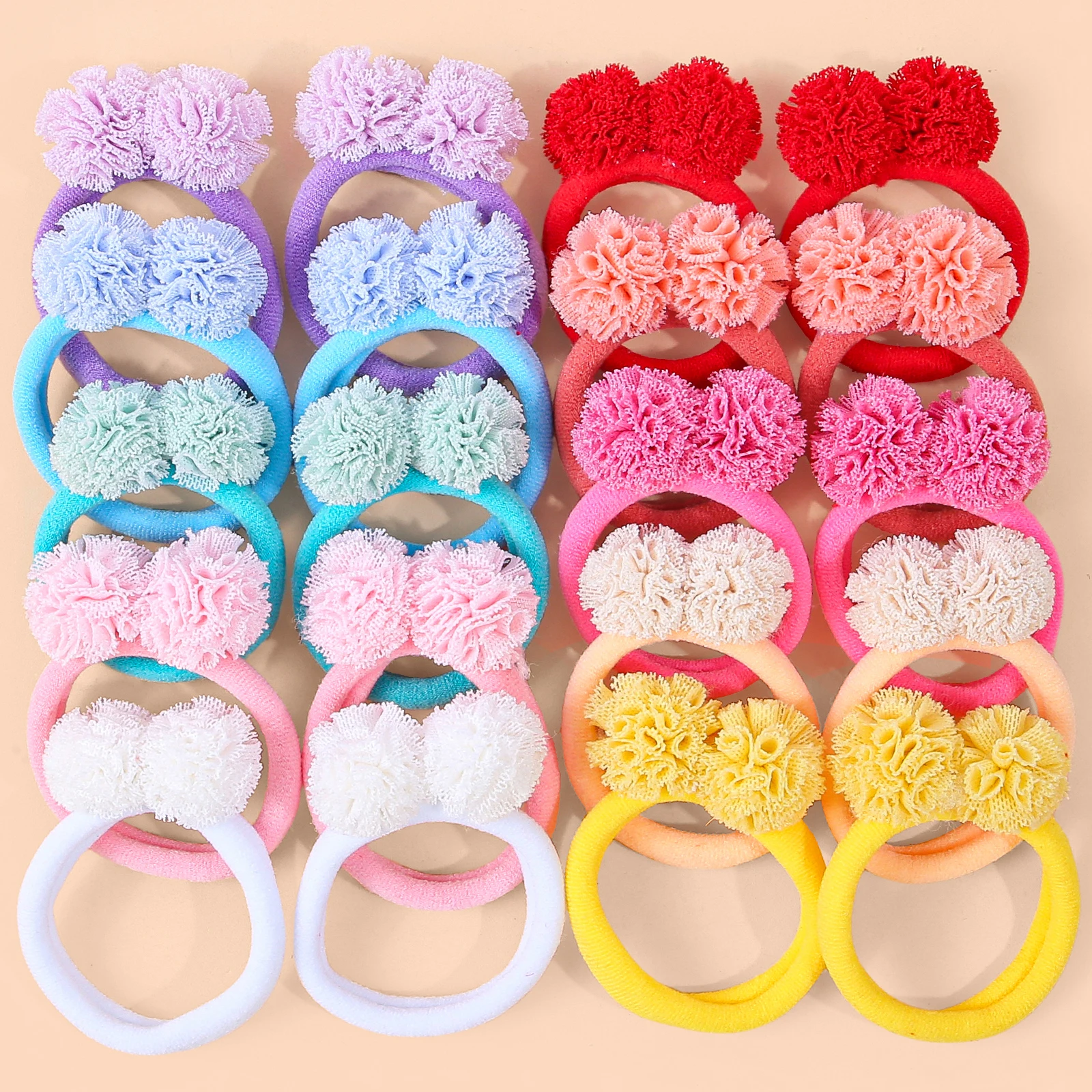 

10/20pcs Solid Lace Ball Nylon Elastic Hair Rope For Kids Daily Cute Sweet Headbands For Girls Women Hair Accessories