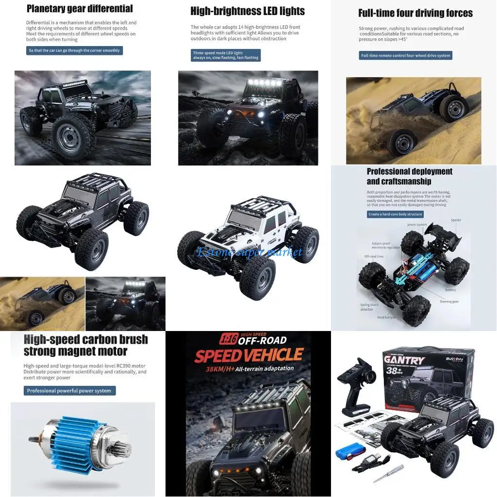 

090B 4wd Fast Remote Controlled Car Toy 1/16 Model Vehicle 2.4G Offroad Crawler Toy