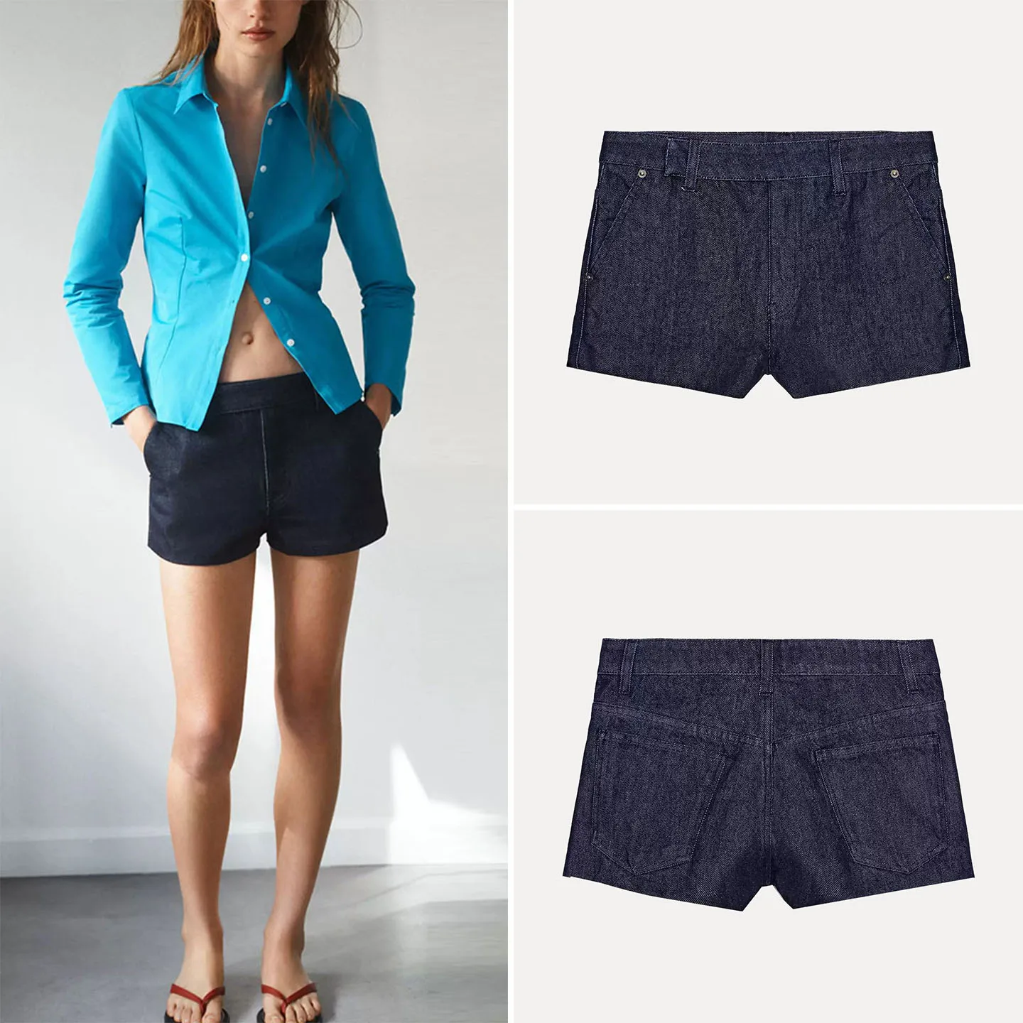 

Fashionable Retro Casual Denim Shorts Women's mid Waist Summer New Arrival Straight Leg Pants Other Material 100% Ladies' Shorts