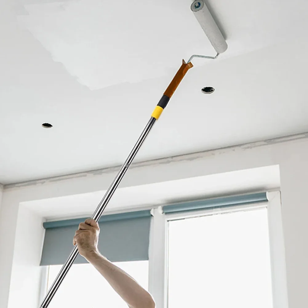 Total length 2.2m Extension Rod 6 sections Split Detachable Portable Extension Rod Cleaning Stainless Steel Roller Brush