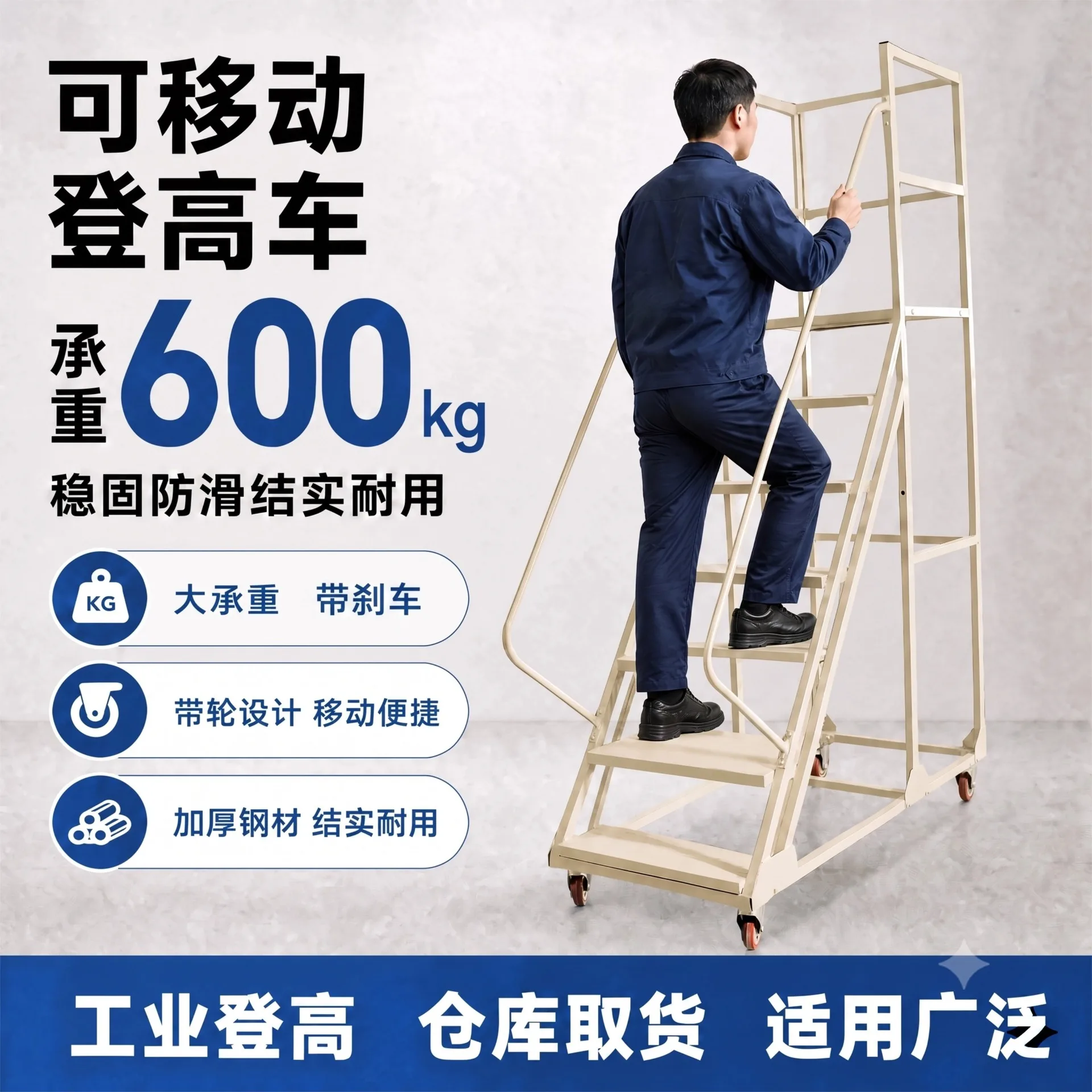 loading thickened ladder, supermarket sorting ladder, pickup staircase, movable platform, wheeled ladder, high ladder