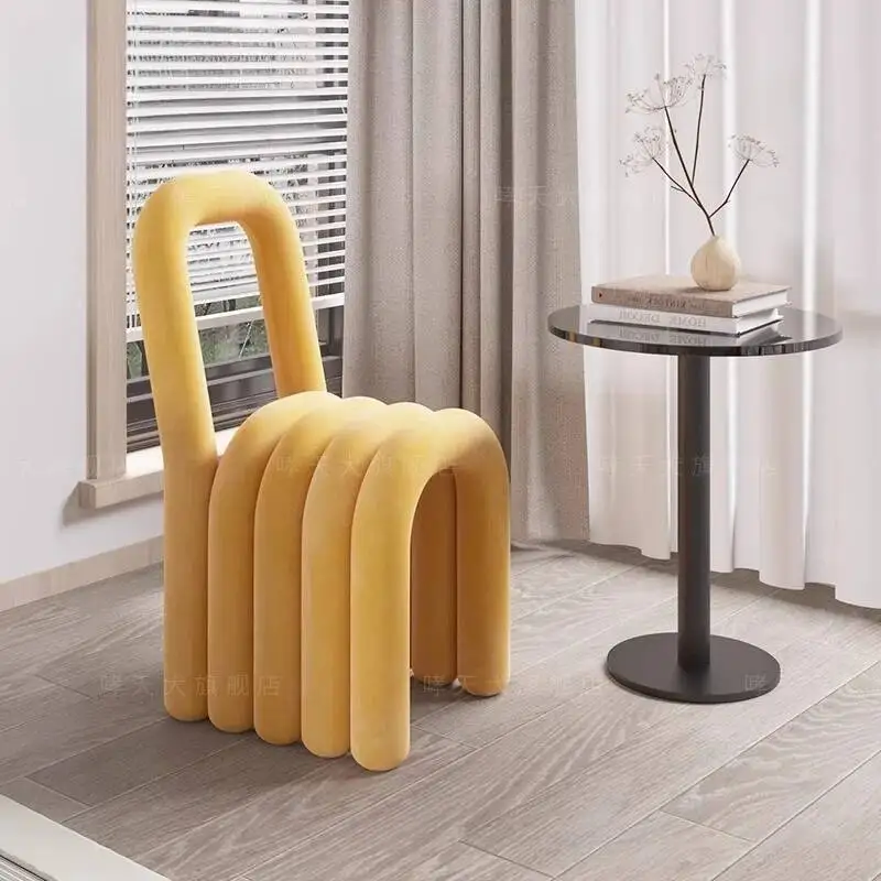 Modern Artistic Accent Chair with Rainbow U-Shaped Design & Velvet Upholstery Leisure Chair for Living Room Bedroom Furniture view 6