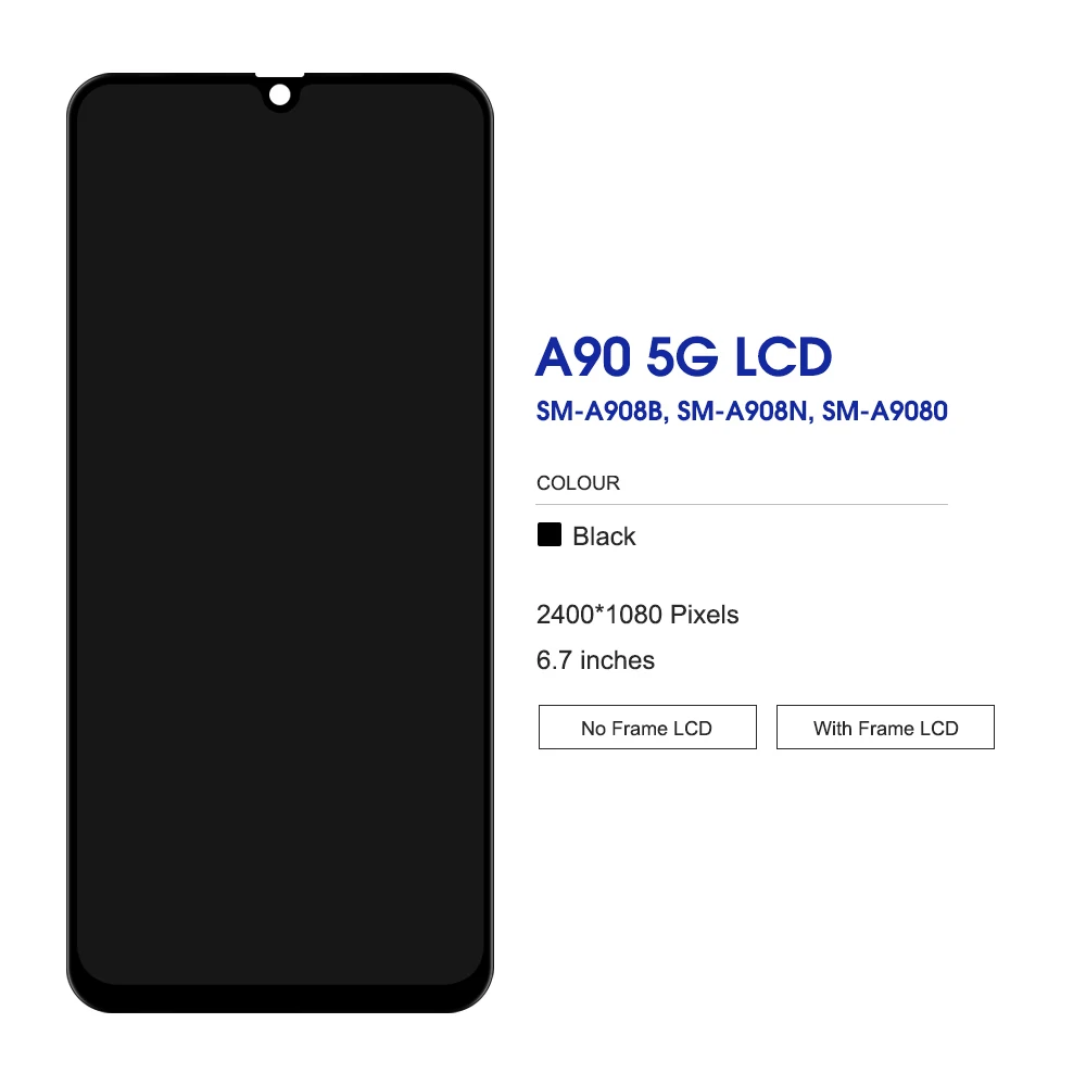 For Samsung Galaxy A90 5G LCD Display For SM-A908B, A908N, A9080 LCD Touch Screen Digitizer Assembly, with Fingerprint