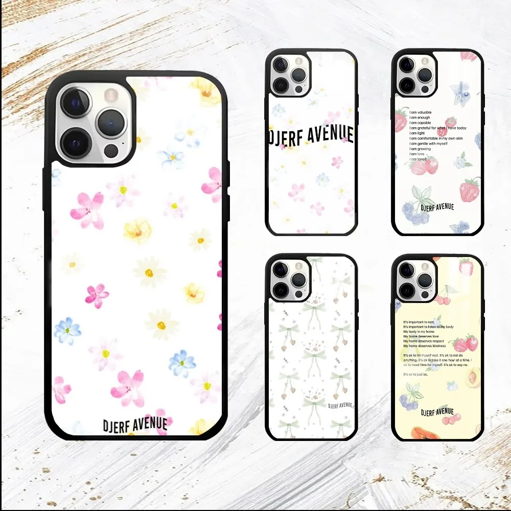 Djerf Summer Berries Print Avenue Phone Case For iPhone 16 15 14 13 12 11 Pro Max Plus Mini PC Fashion mirror phone case