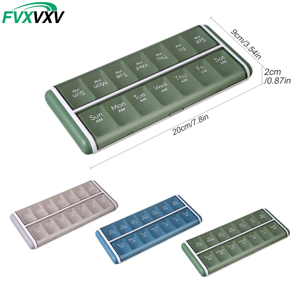 FVXVXV 1PCS Weekly (7-Day) AM/PM Pill Organizer, Vitamin Case, and Medicine Box, Medium Compartments, 2 Times a Day