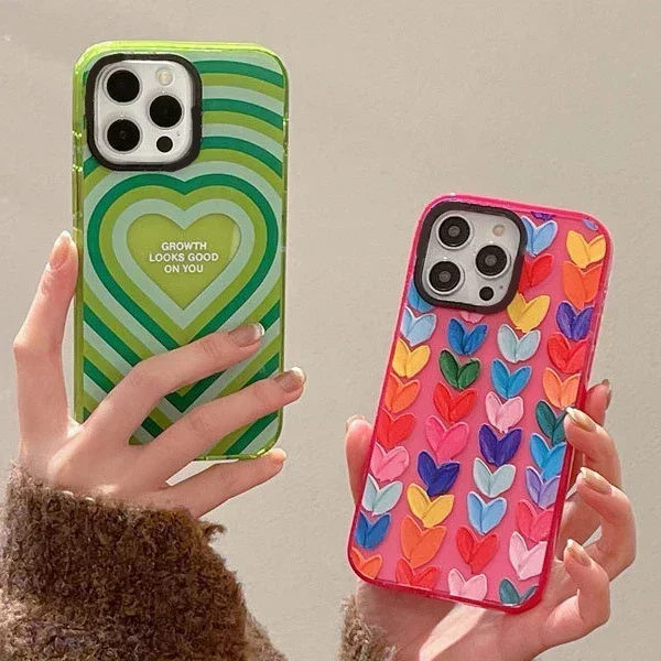 2.0 Acrylic Upgrade Border Heart Phone Case Cover for iPhone 11 12 13 14 15 Pro Max Case for iPhone 15 ProMax