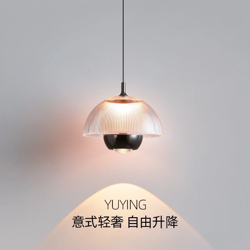Minimalist Light Luxurious High-end Grid Bedside Chandelier Master Bedroom Hanging Line Lamps Adjustable Small Pendant Light