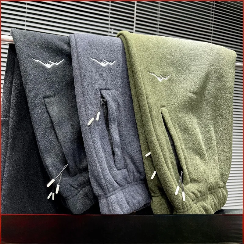 

Осень-зима двусторонние теплые повседневные брюки мужские свободные брюки 3D пошив Thiened молодежные длинные брюки для активного отдыха