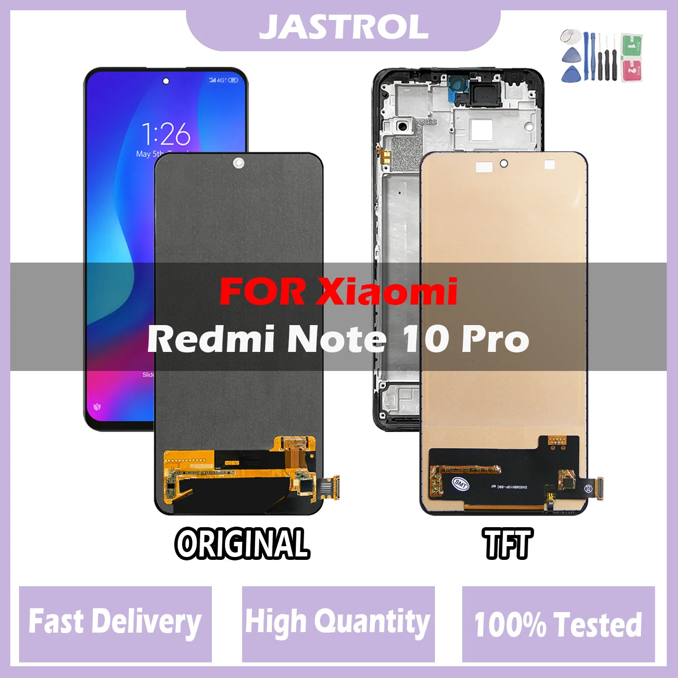 6.67" AMOLED for Xiaomi Redmi Note 10 Pro LCD Display Touch Screen For Redmi Note10Pro M2101K6G LCD Display Replace With Frame