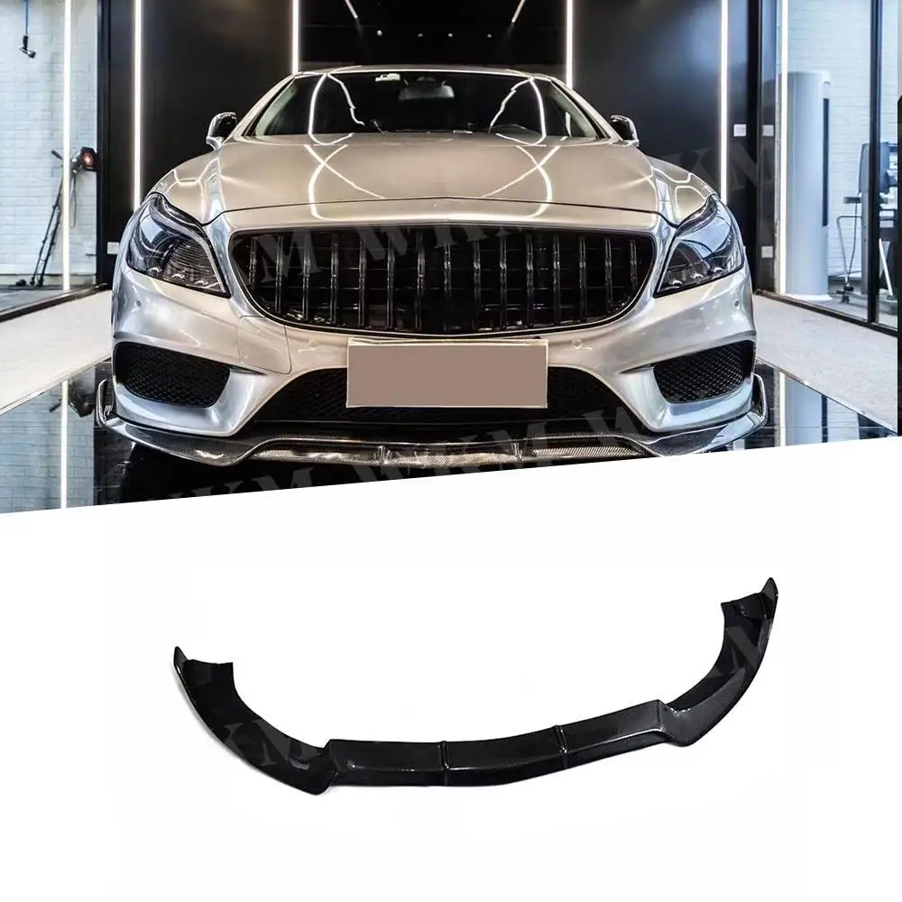 For CLS Class Carbon Fiber & FRP Unpainted Front Lip Spoiler For Mercedes Benz W218 CLS550 CLS400 2012-2016 B Style Bumper Guard