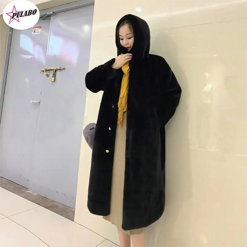 

PULABO Women Waterproof Parka Fur Coat Winter Jacket Women Fake Raccoon Fox Fur Collar Hood Thick Liner Outerwear X-Long