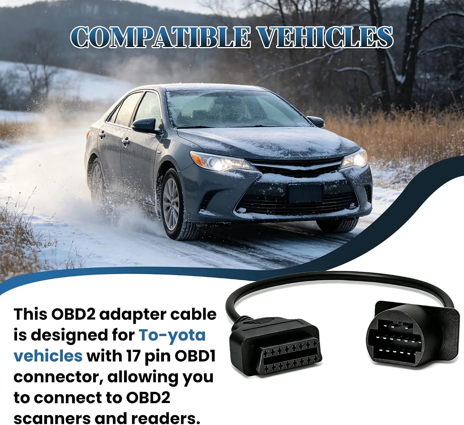OBD1 to OBD2 Adapter Cable 17 Pin OBD1 to 16 Pin OBD2 Diagnostic Cable For Mazda Vehicles Work with ELM327