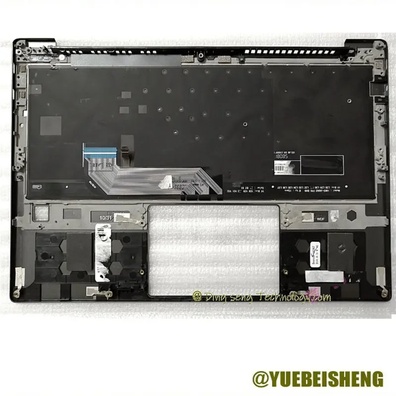 YUEBEISHENG S730-13IWL Yoga S730 baru untuk Lenovo YOGA plamrest keyboard US penutup atas lubang FP, abu-abu gelap