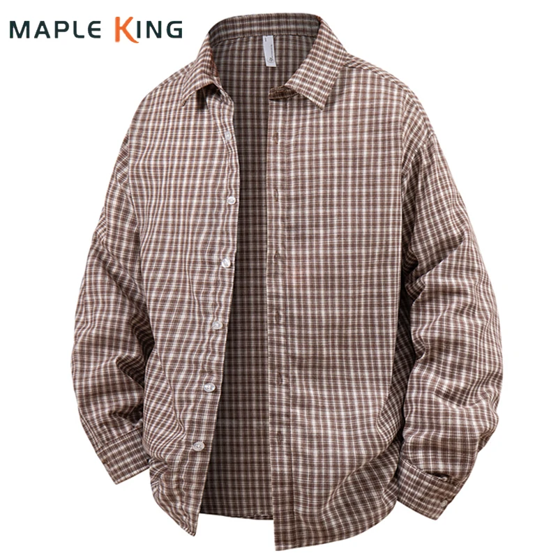 

Мужская дизайнерская рубашка в клетку с длинным рукавом, повседневная, винтажная, уличная одежда, весна-осень 2026, свободная ковбойская рабочая рубашка для пар, 5XL