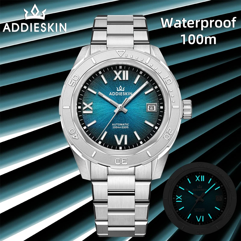 AddiesKin Men's Waterproof Watch Sapphire Crystal 9015 Movement Automatic Mechanical Watch Luminous reloj hombre NEW Diver Watch