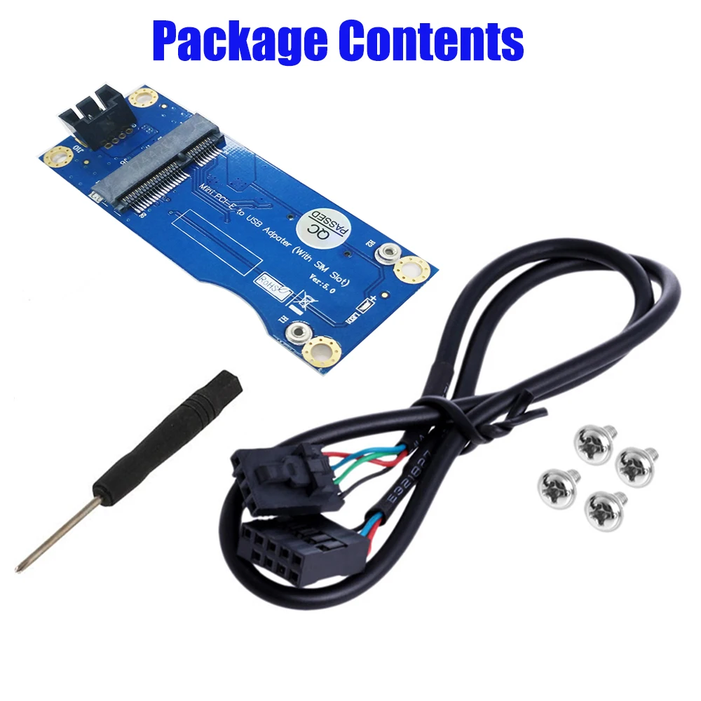 Новая переходная карта PCIE Mini PCI Express to USB-адаптер, слот для SIM-карты для модуля WWAN/LTE с 9-контактным USB-кабелем для материнской платы настольного компьютера