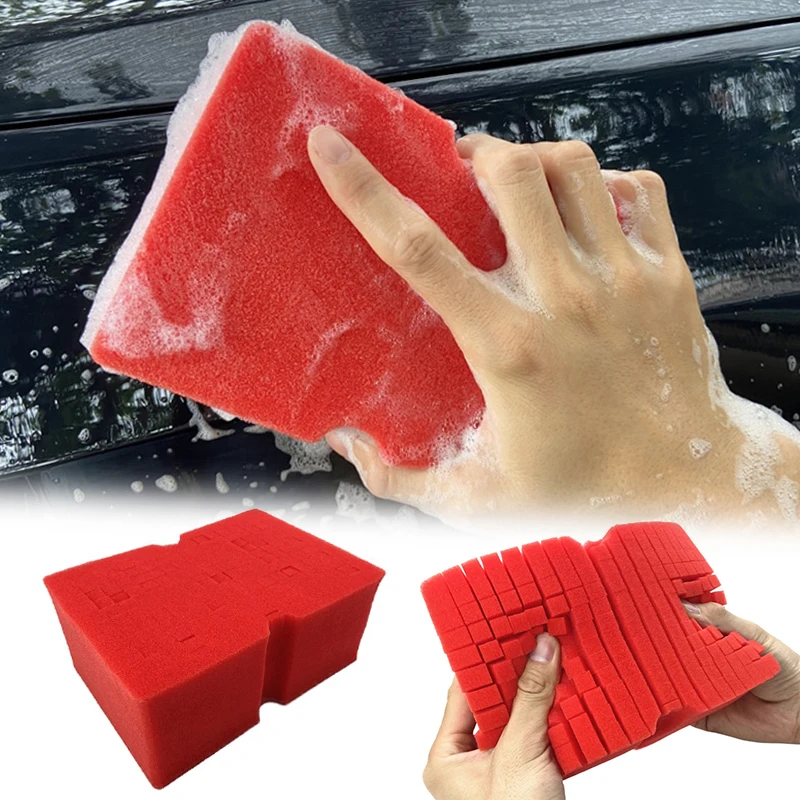 1 szt. Uniwersalna przyrządy do czyszczenia samochodu gąbka z siatki miękka pianka koło automatyczne do mycia wnętrza gąbki akcesoria samochodowe 180x127x76mm