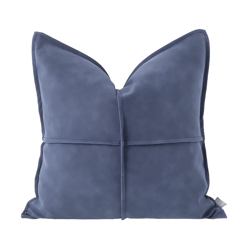 Home decoration hotel sofa pillow modern light luxury living room pillow gray blue leather soft square pillow waist pillow